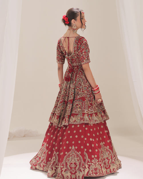 Forever Eden Deep Crimson Zardoz Lehenga