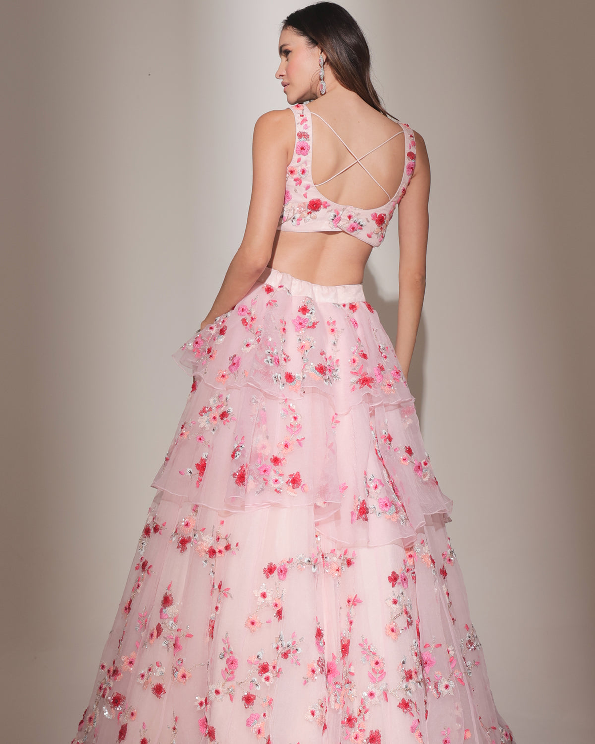 Cherry Twirl Blush Sequin Lehenga