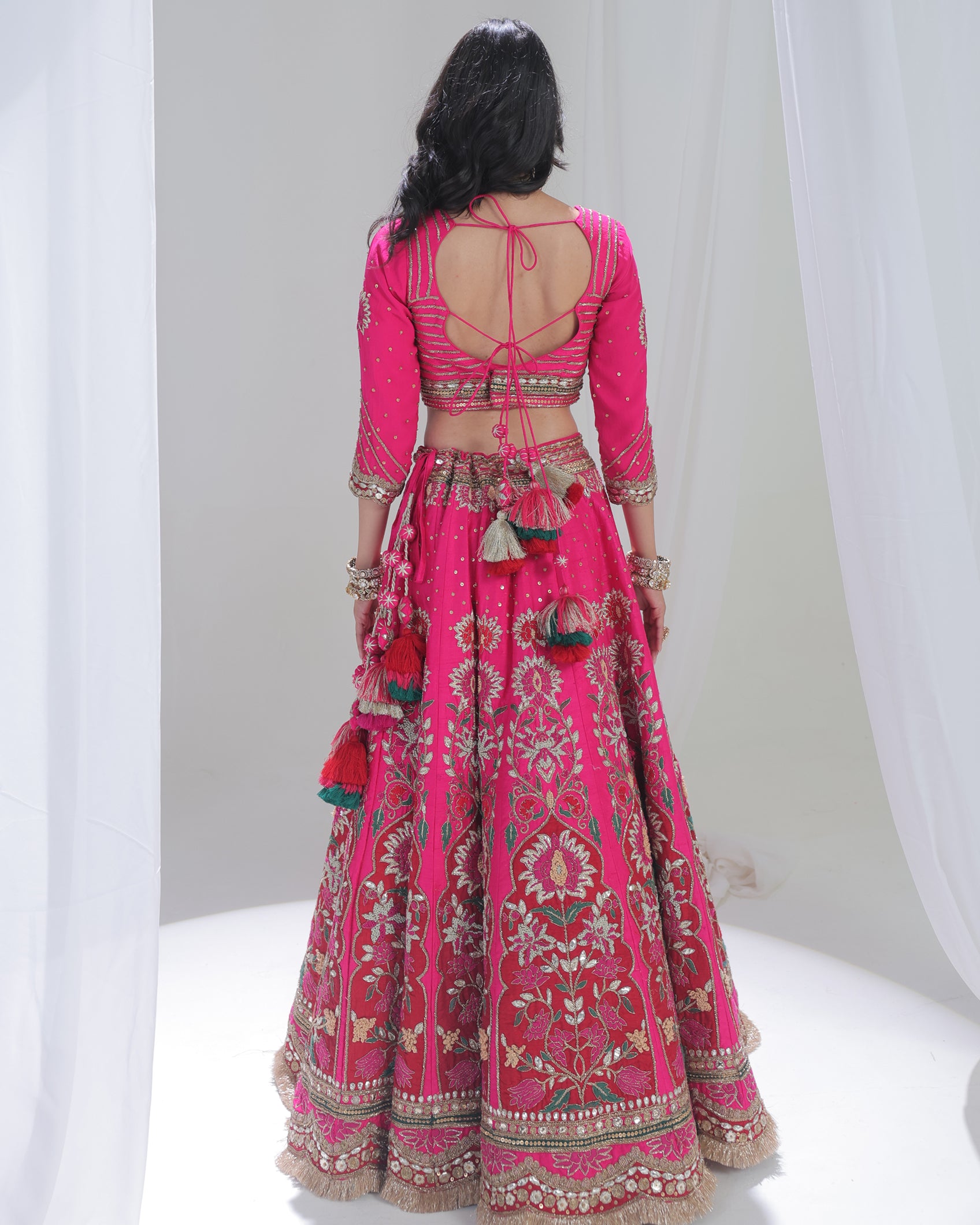 Courtyard Tales Fuchsia Gota Patti Lehenga