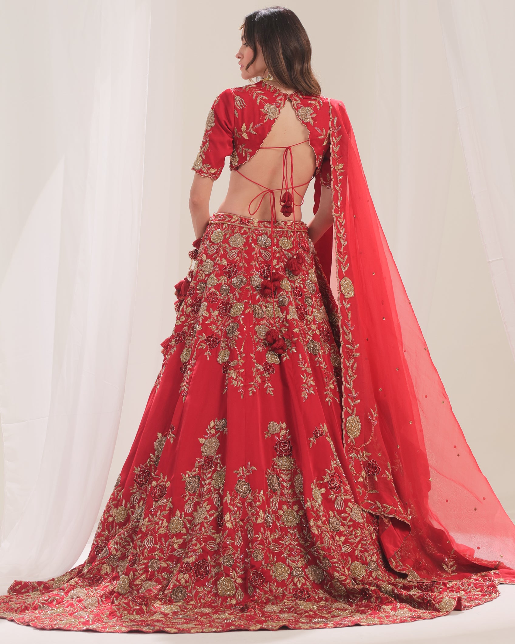 Rose in Prose Ruby Red Zardoz Lehenga