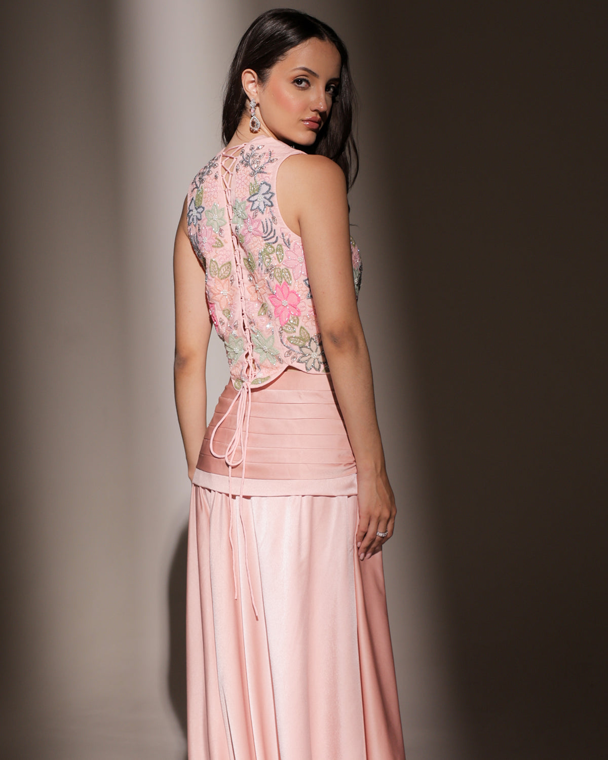Petal Pop Blush Drape Skirt Set