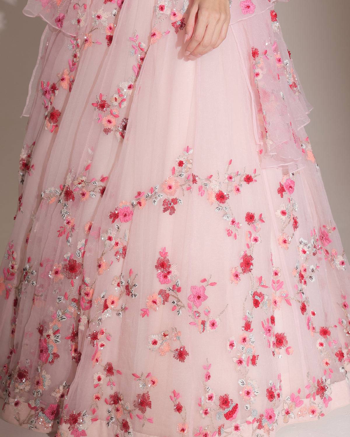 Cherry Twirl Blush Sequin Lehenga