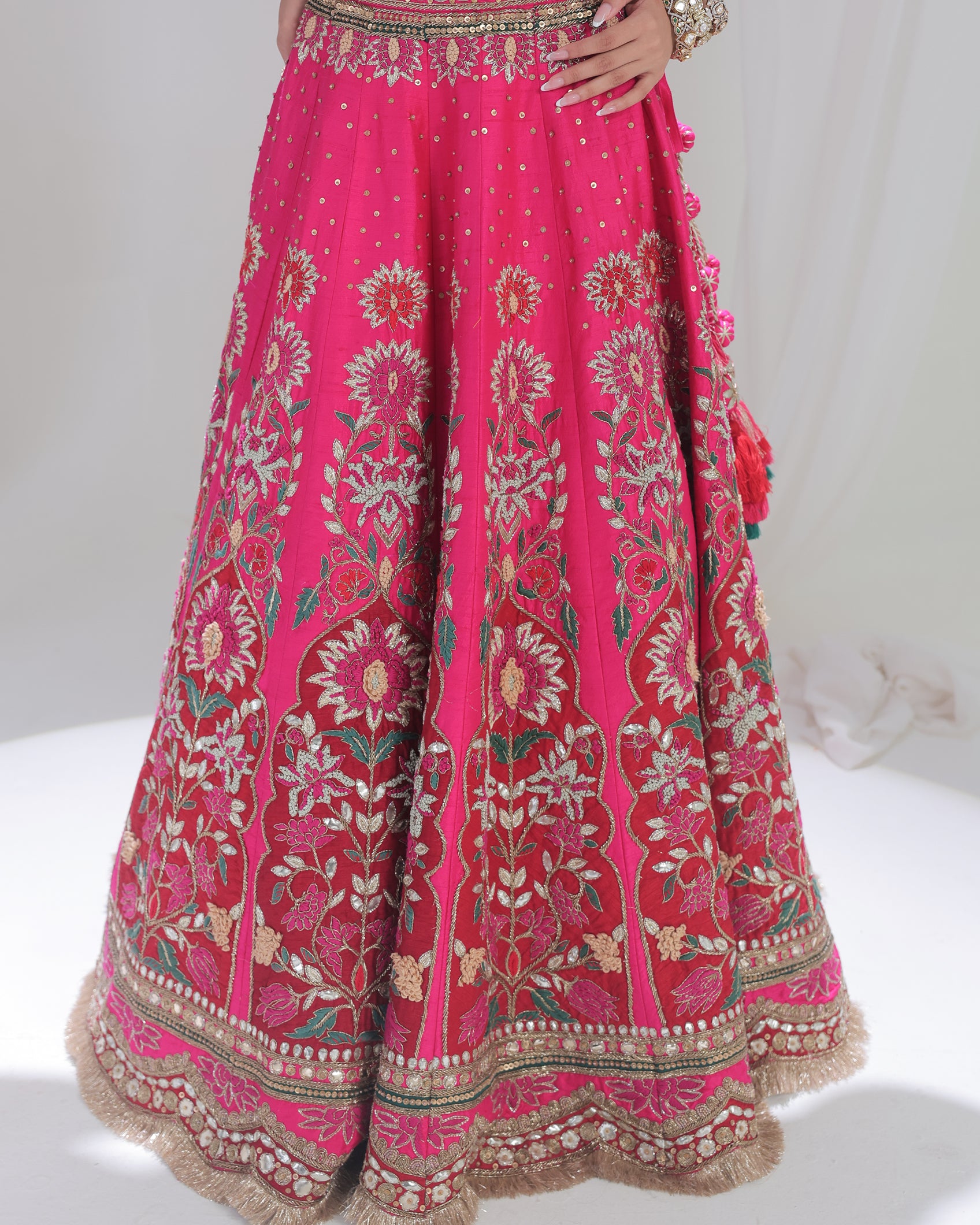 Courtyard Tales Fuchsia Gota Patti Lehenga