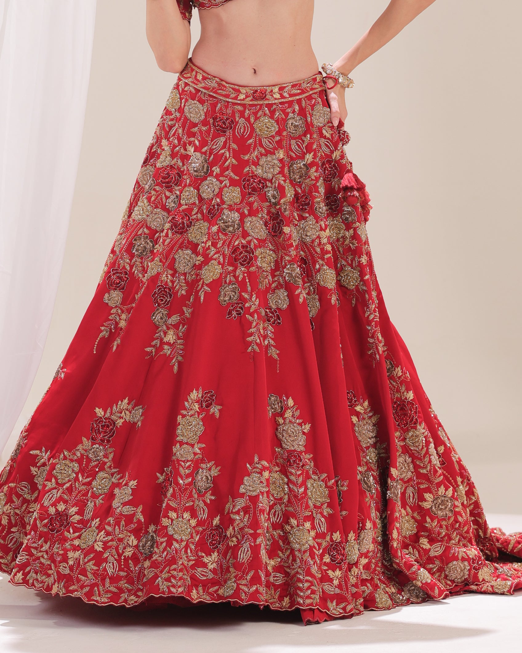 Rose in Prose Ruby Red Zardoz Lehenga