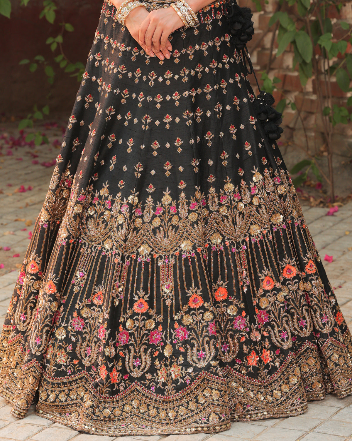 Moonwoven Midnight Black Lehenga