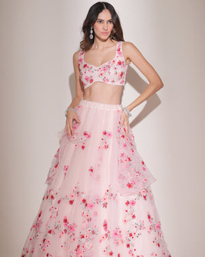 Cherry Twirl Blush Sequin Lehenga