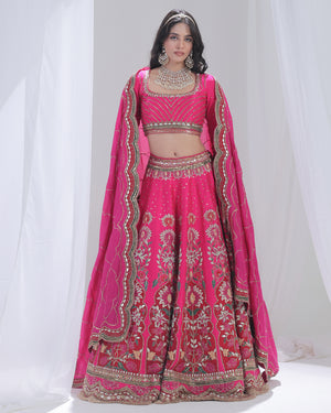 Courtyard Tales Fuchsia Gota Patti Lehenga