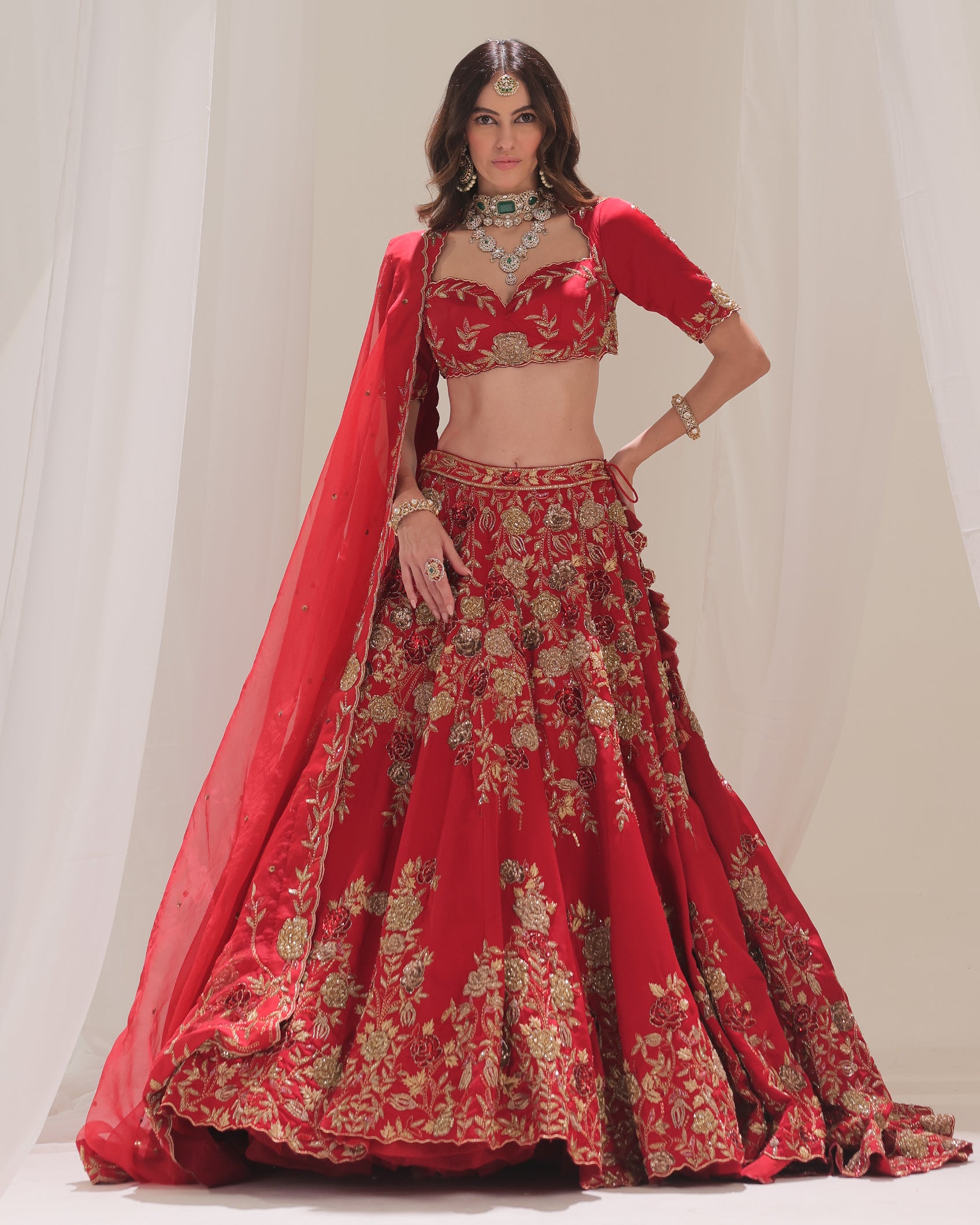 Rose in Prose Ruby Red Zardoz Lehenga