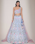 Floral Secrets Cerulean Cutdana Lehenga
