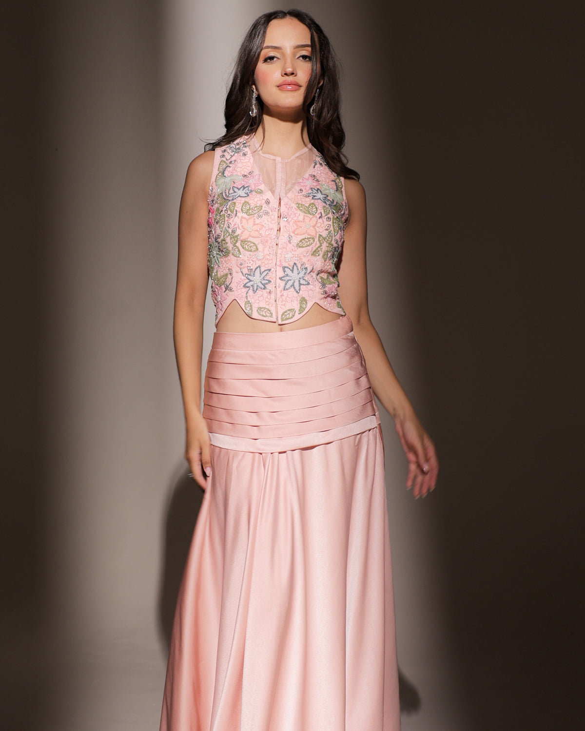 Petal Pop Blush Drape Skirt Set