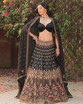 Moonwoven Midnight Black Lehenga