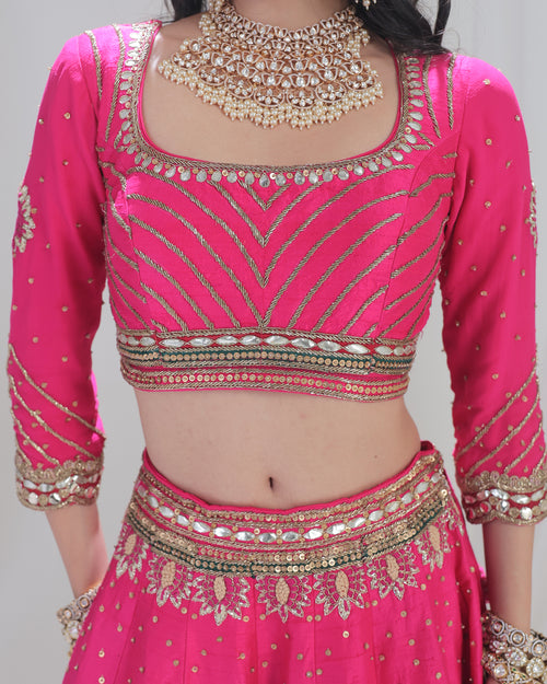 Courtyard Tales Fuchsia Gota Patti Lehenga